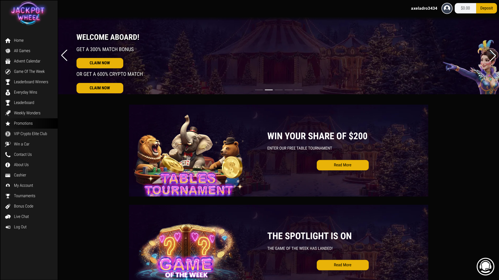 Jackpot Wheel Casino Promotions Desktop