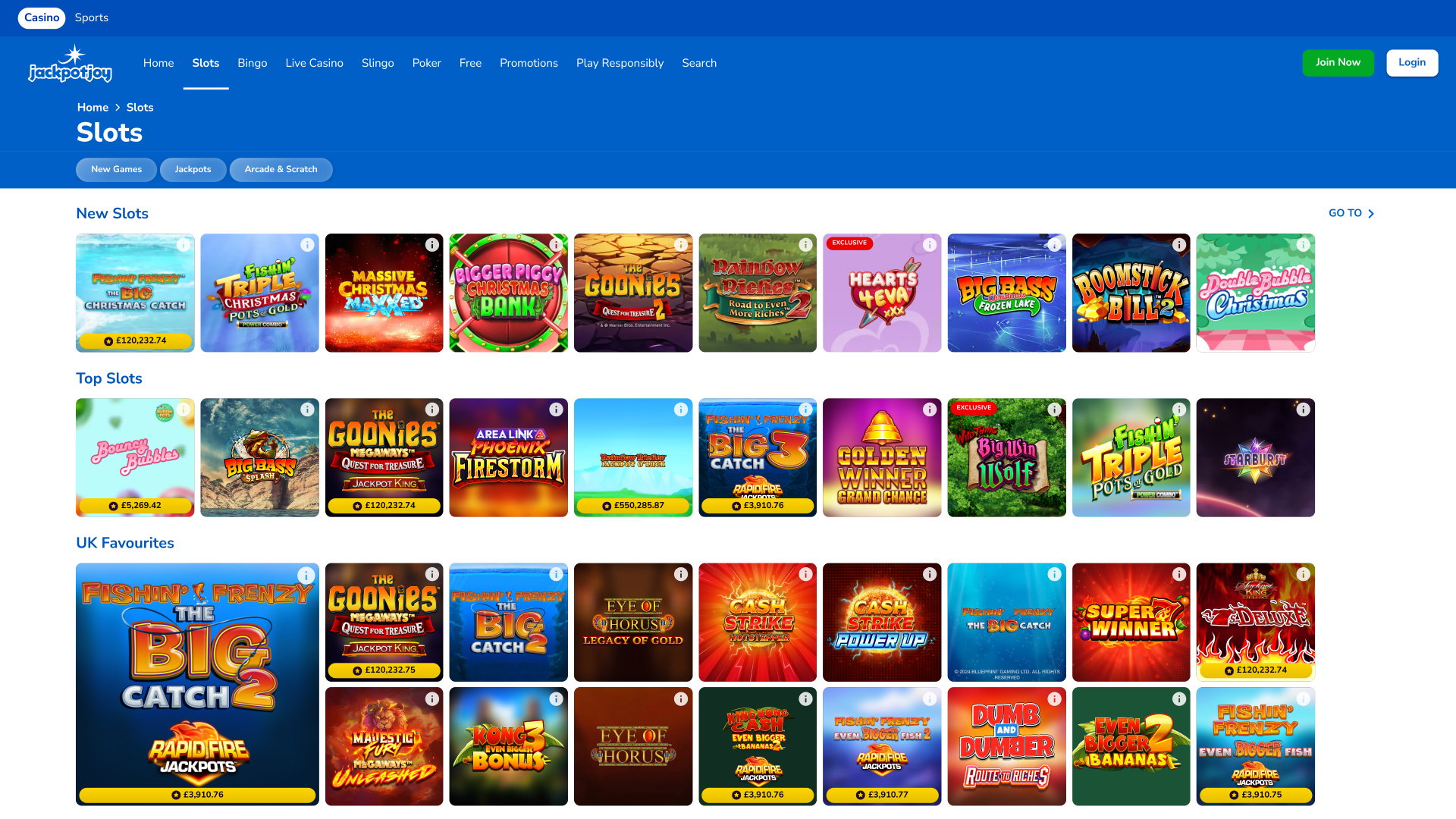 Jackpotjoy Casino Desktop Games