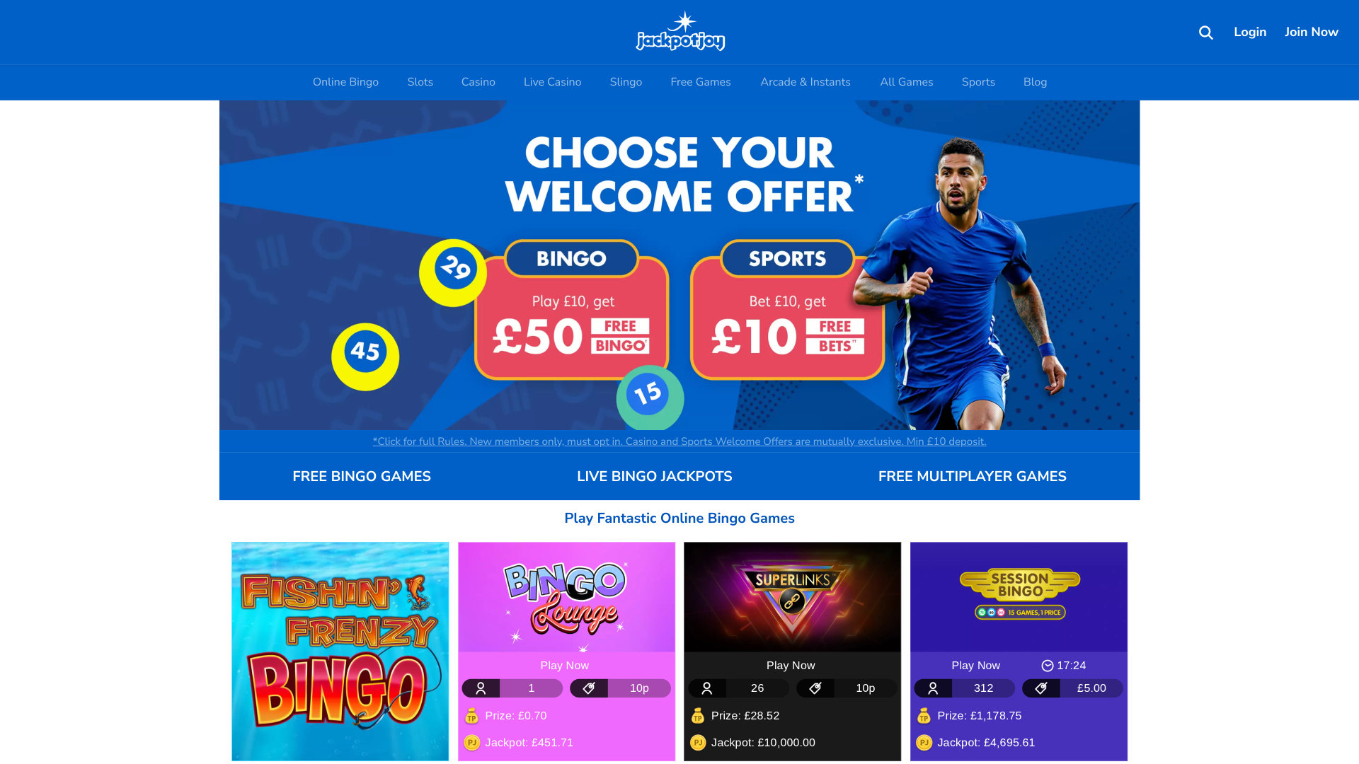 Jackpotjoy Casino Desktop Homepage
