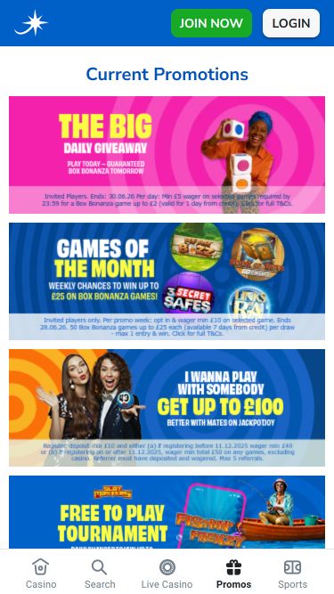 Jackpotjoy Casino Mobile Promotions