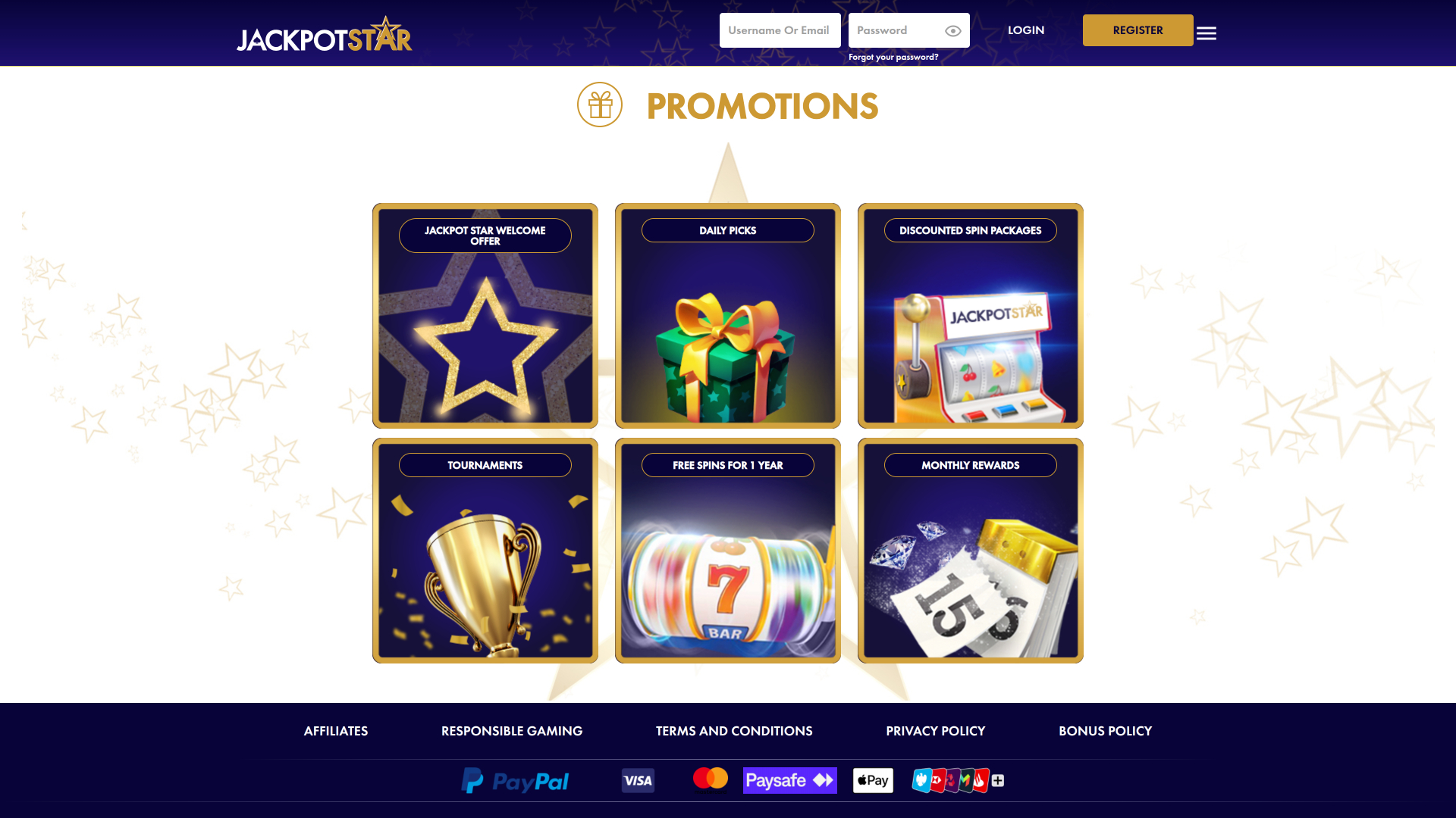 Jackpotstar Desktop Promotions