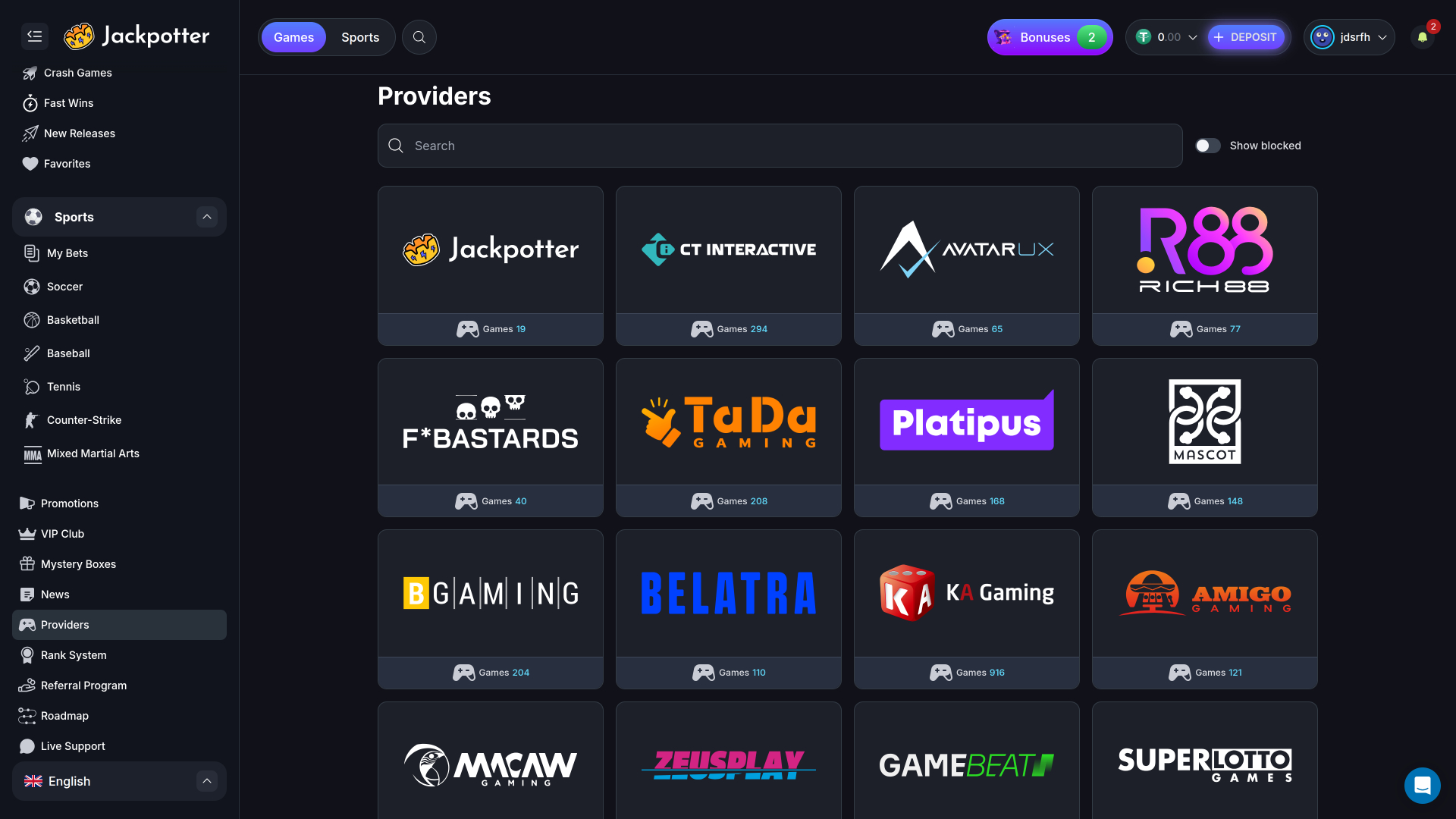 Jackpotter Casino Game Developers Desktop