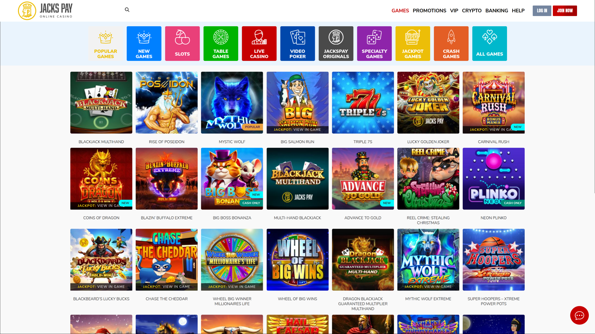 JacksPay Casino Desktop Games