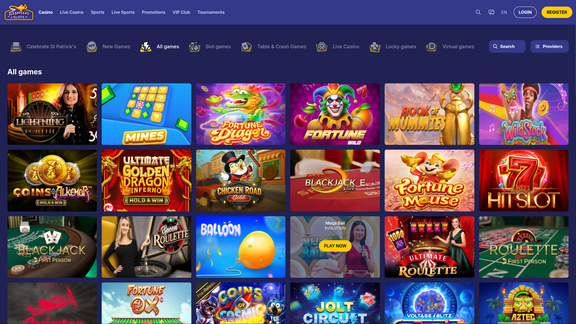 JasminSlots Casino Desktop Games