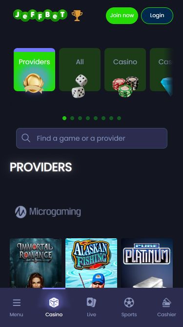 Jeffbet Casino Mobile Game Developers