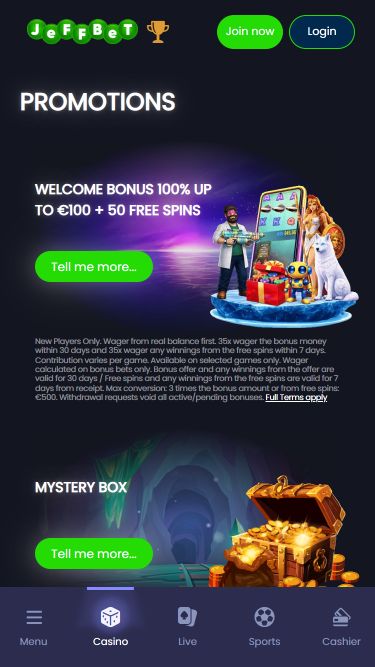 Jeffbet Casino Mobile Promotions