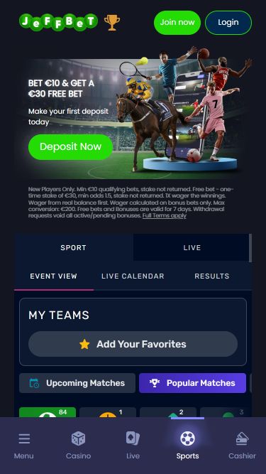Jeffbet Casino Mobile Sports