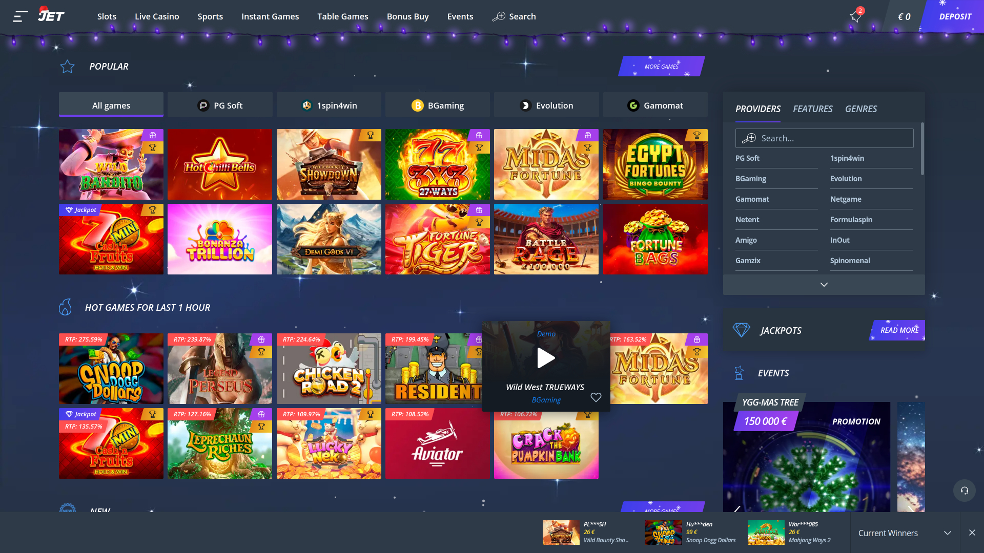 Jet Casino Desktop Games
