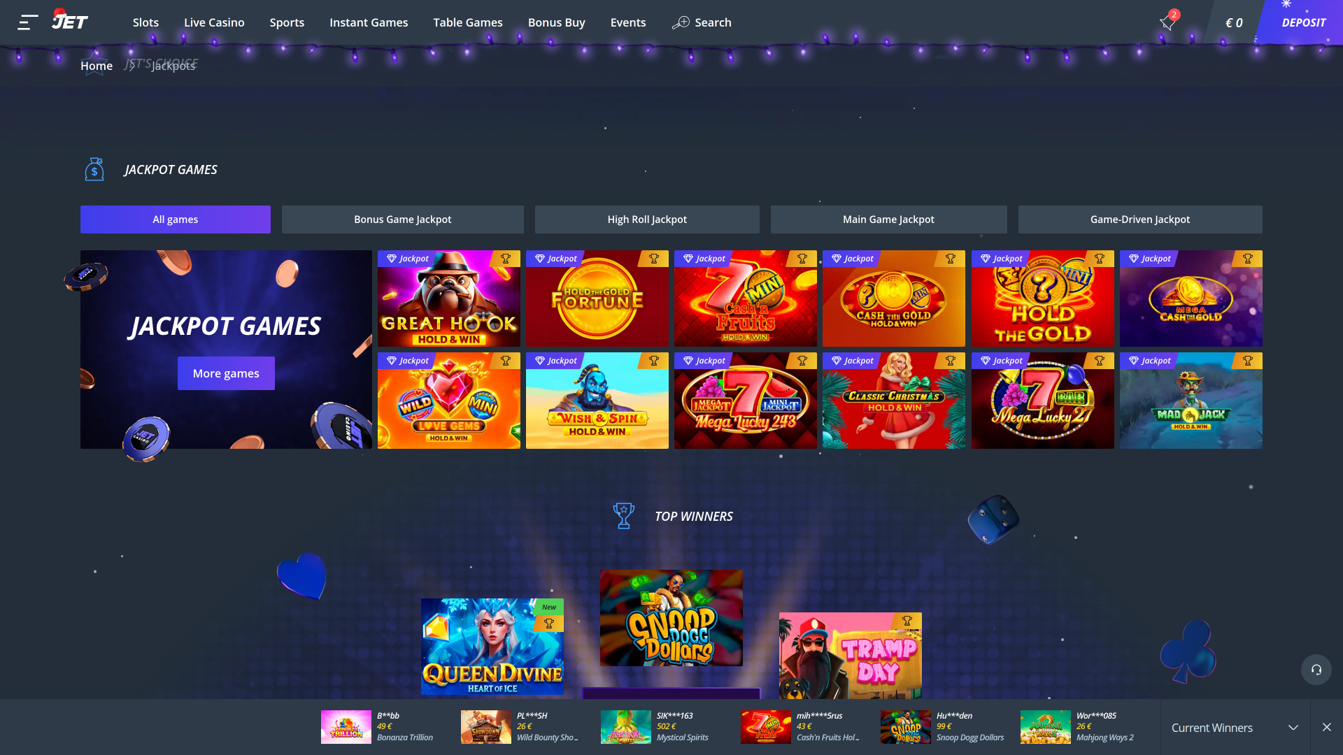 Jet Casino Desktop Jackpot