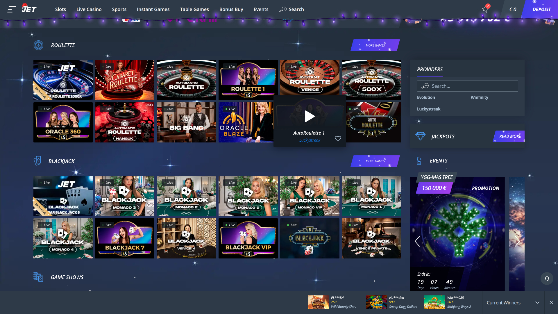 Jet Casino Desktop Live Dealer