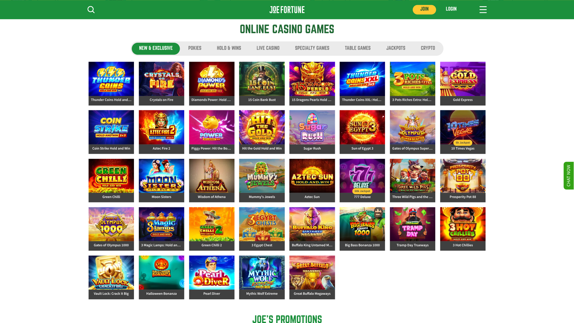 Joe Fortune Casino Games Desktop