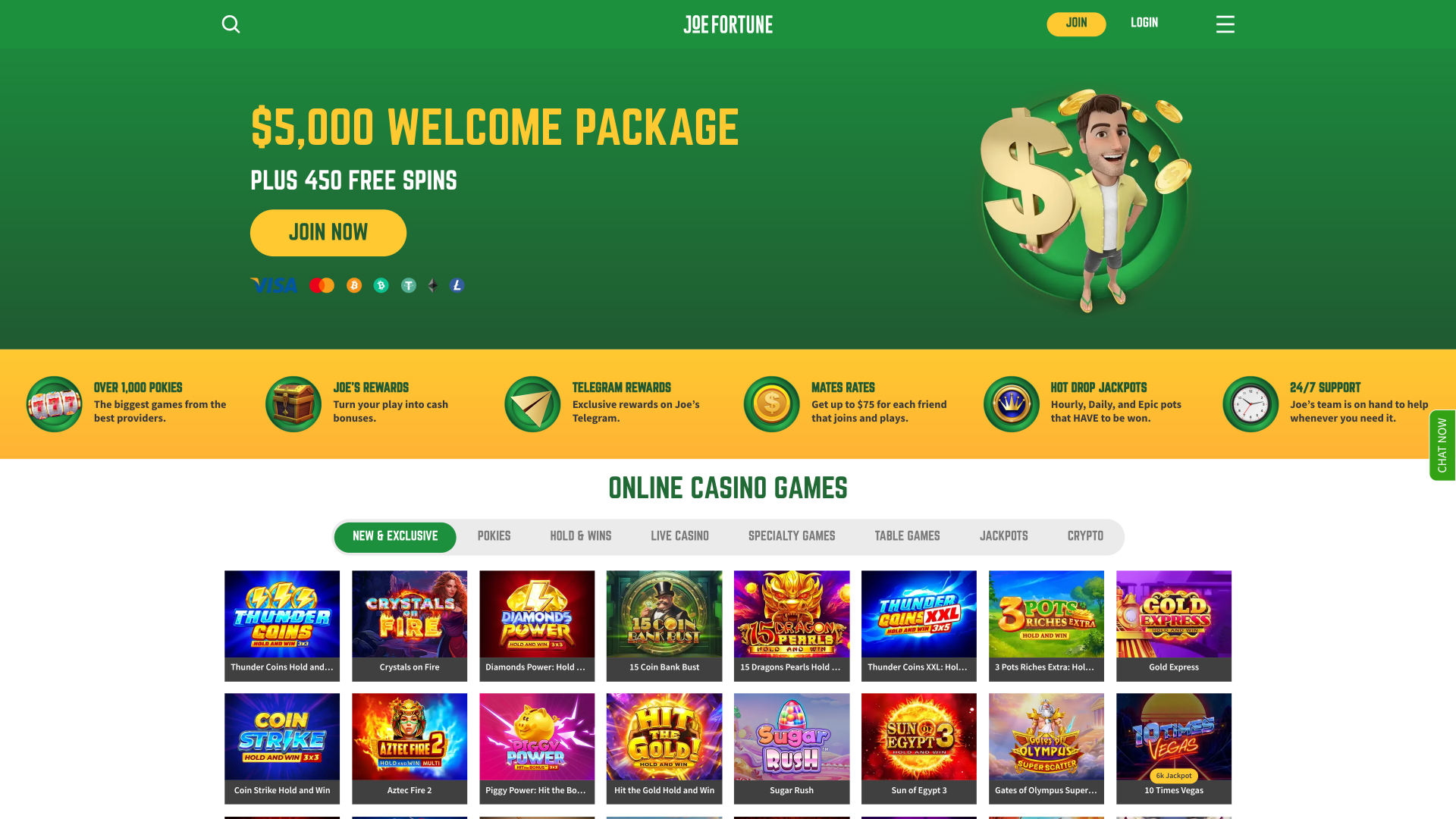 Joe Fortune Casino Homepage Desktop