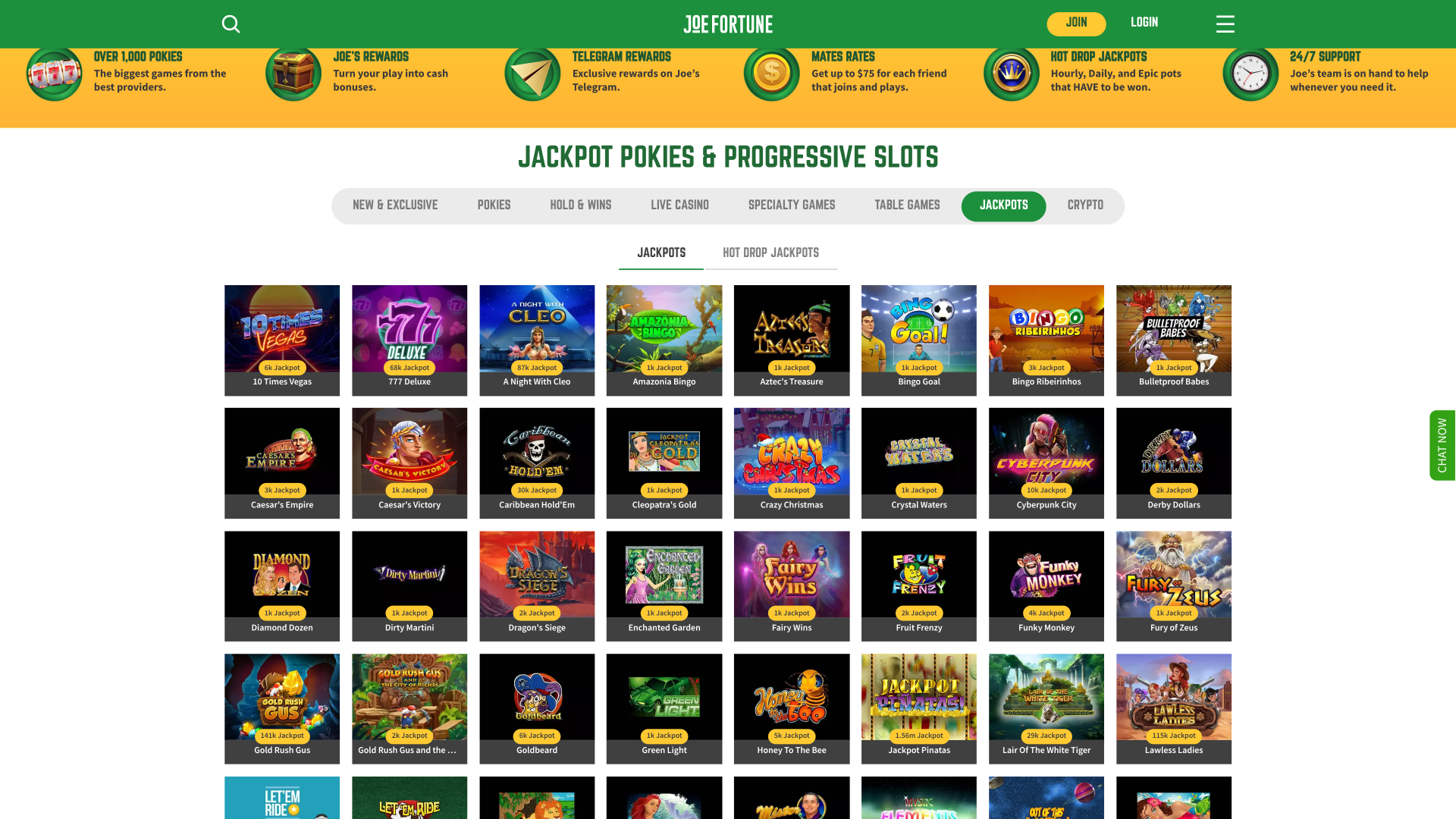 Joe Fortune Casino Jackpot Desktop