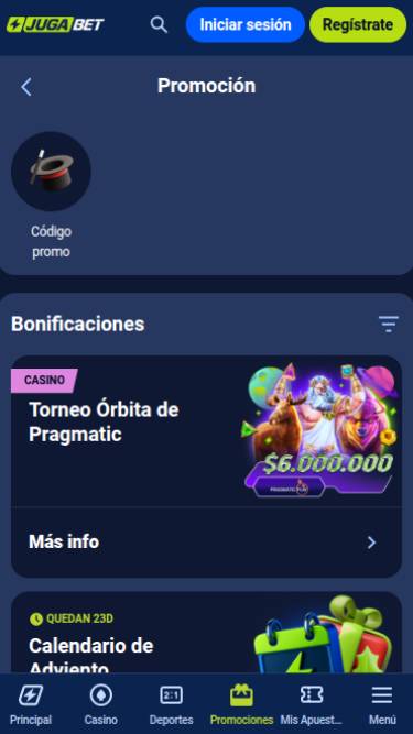 Promociones de Jugabet en móviles