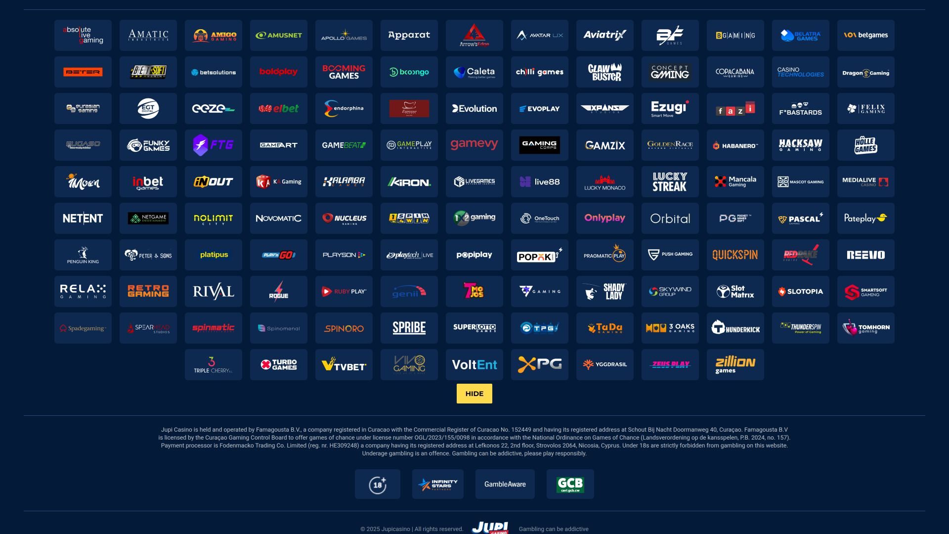 Jupi Casino Desktop Game Developers