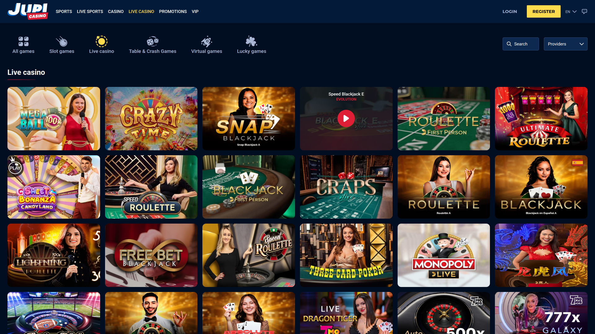 Jupi Casino Desktop Live Dealer