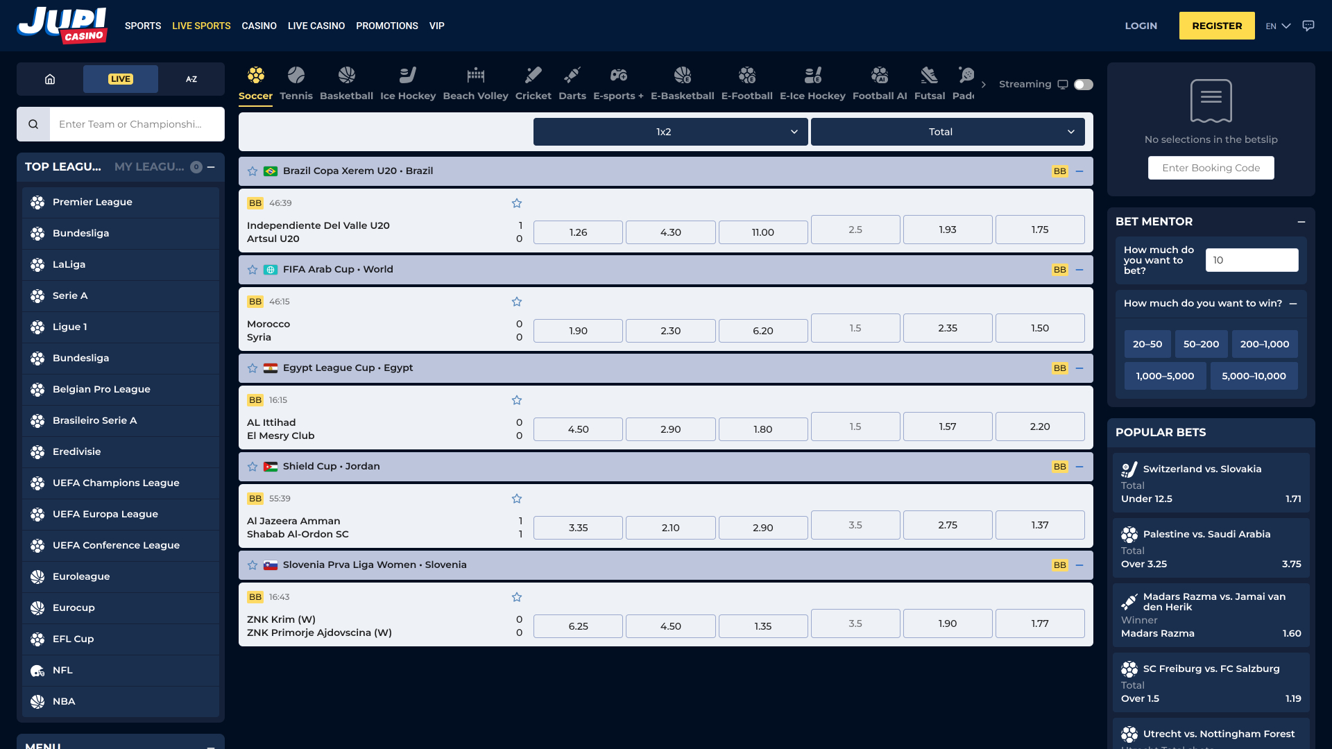 Jupi Casino Desktop Live Sports