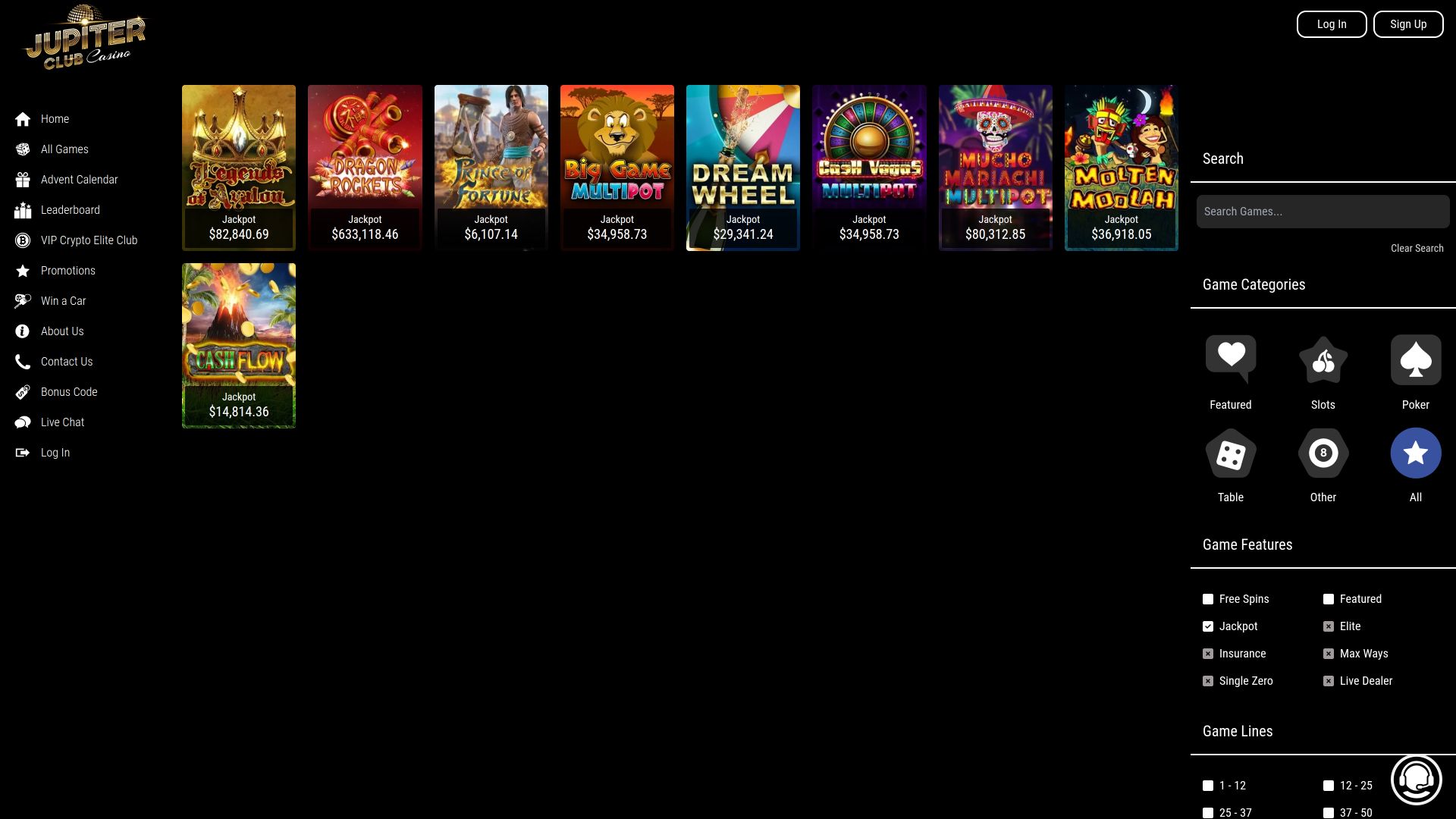 Jupiter Club Casino Desktop Jackpot