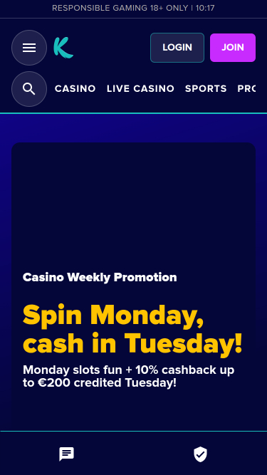 Karamba Casino Homepage Mobile