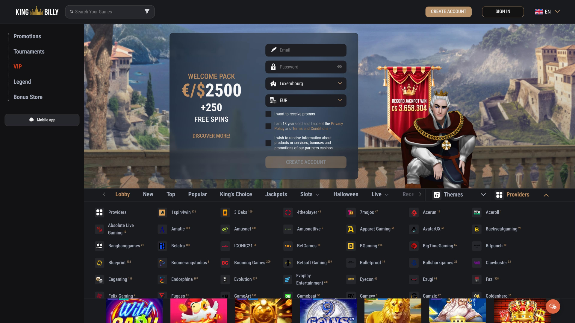 King Billy Casino Desktop Game Developers