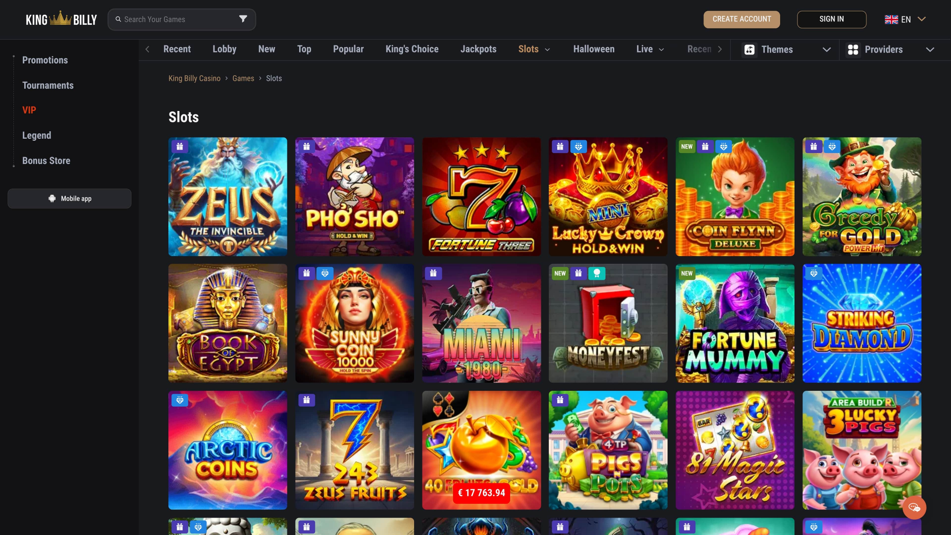 King Billy Casino Desktop Games