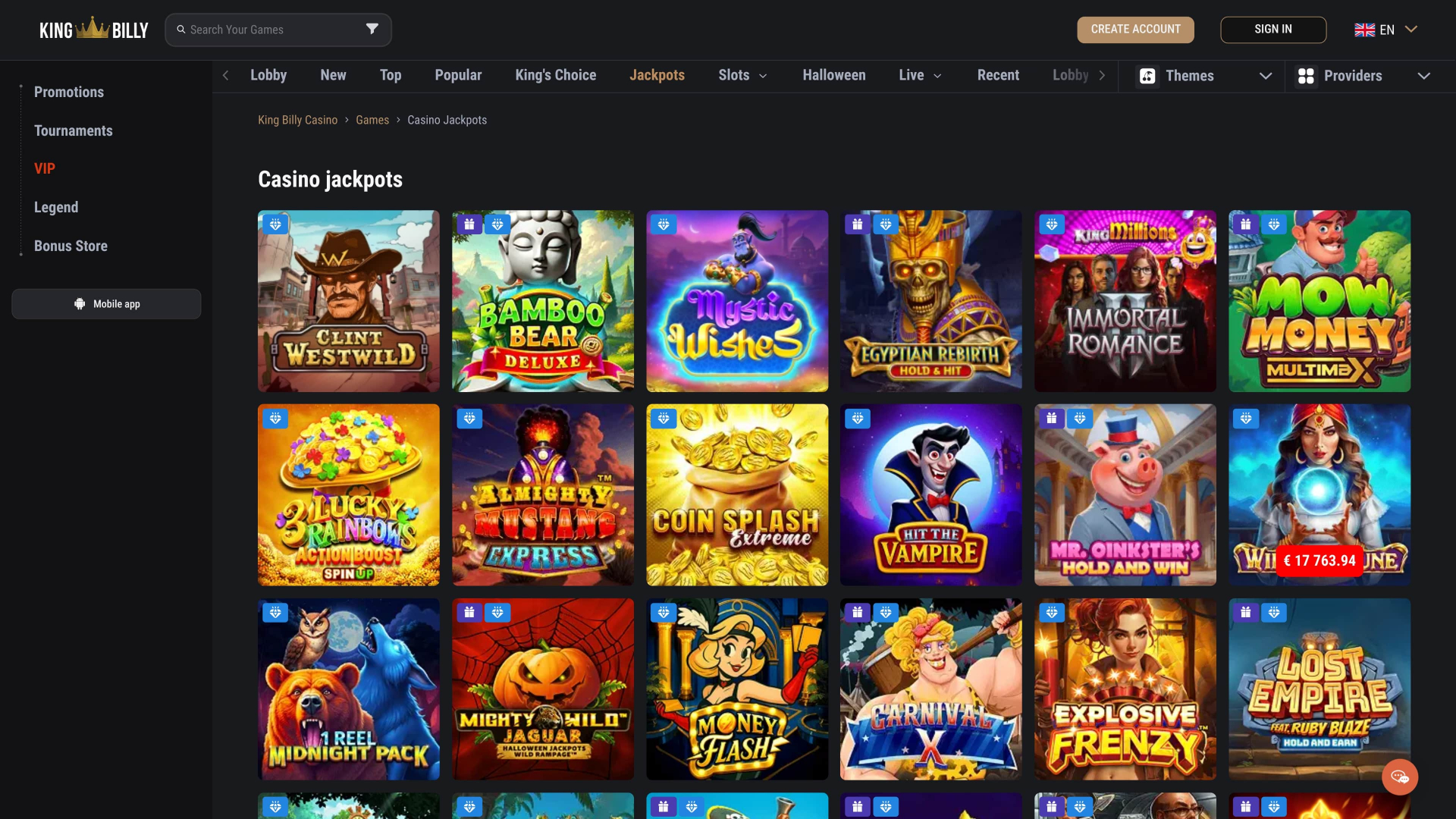 King Billy Casino Desktop Jackpot