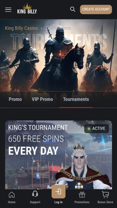 King Billy Casino Mobile Tournaments