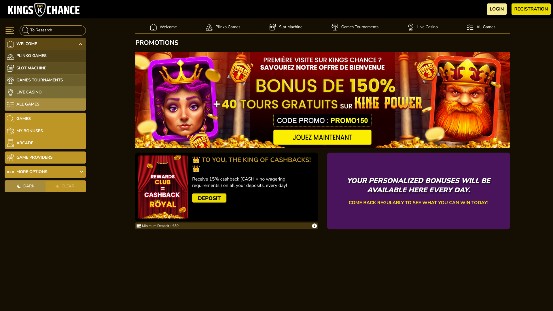 Kings Chance Casino Desktop Promotions