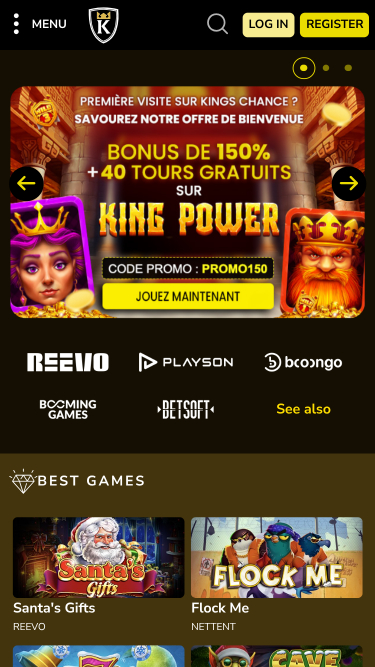 Kings Chance Casino Mobile Homepage