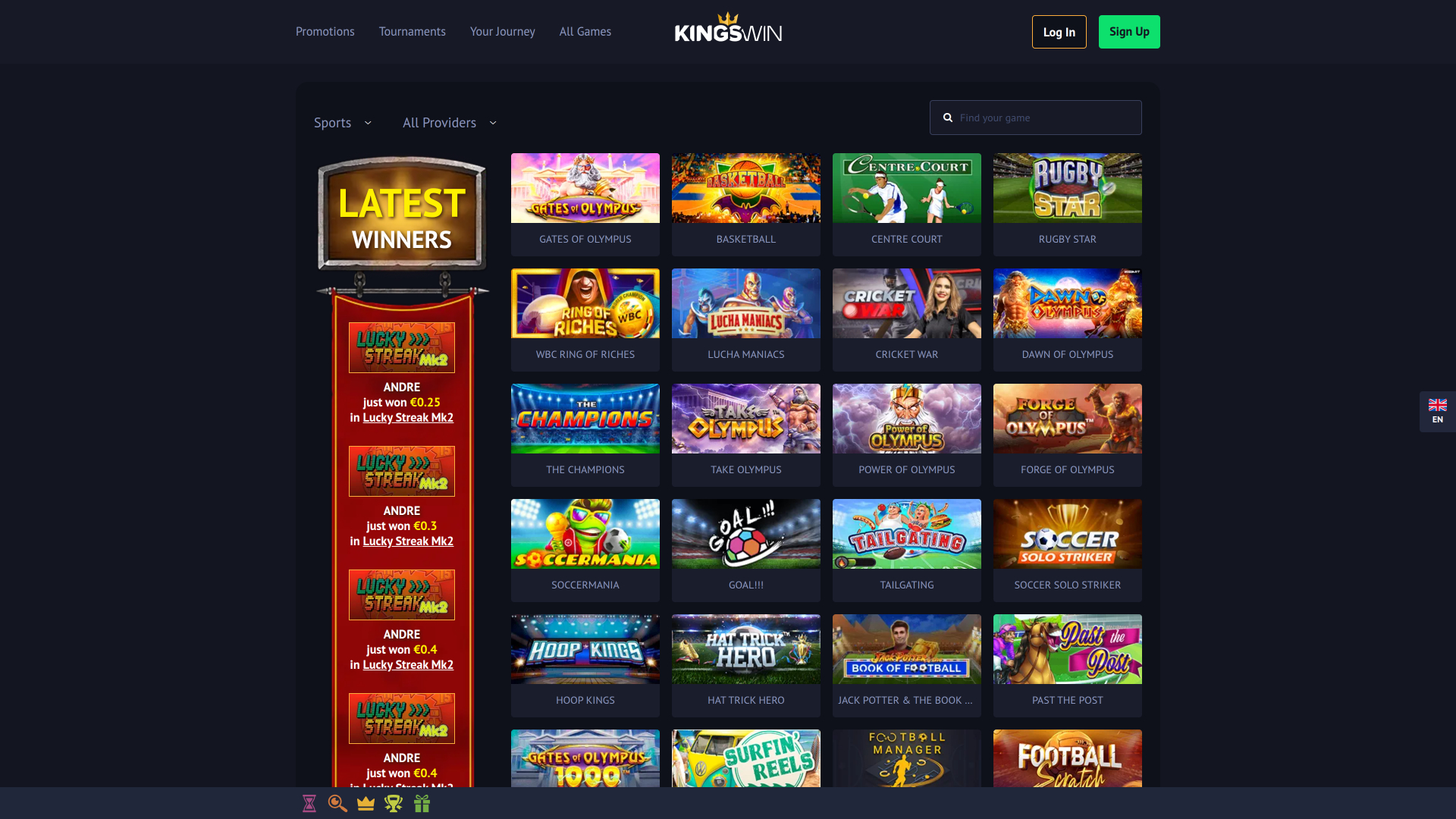 KingsWin Casino Desktop Sports