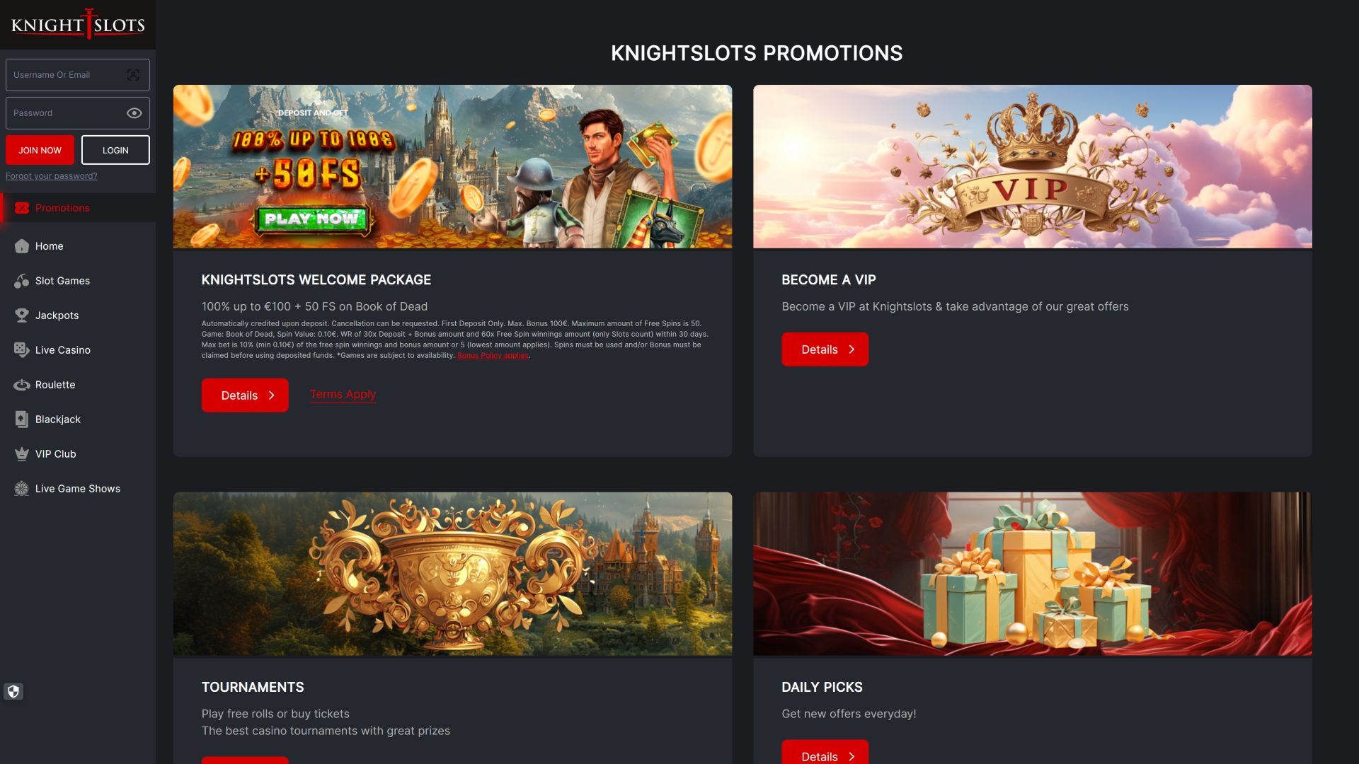 Knightslots Desktop Promotions