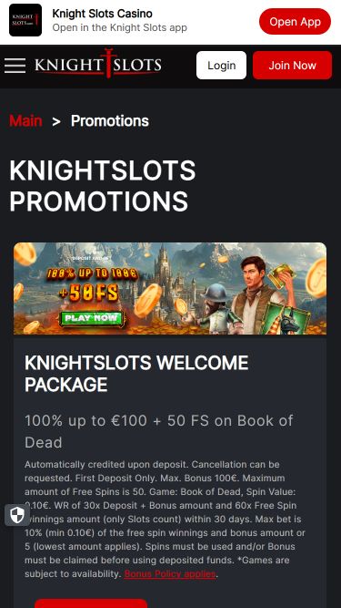 Knightslots Mobile Promotions