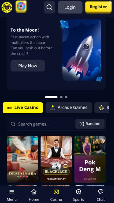 Live mobile page screenshot of Koalabet Casino
