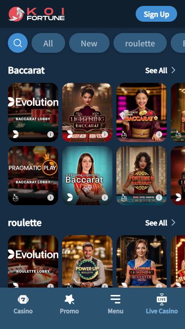 KoiFortune Casino Mobile Live Dealer