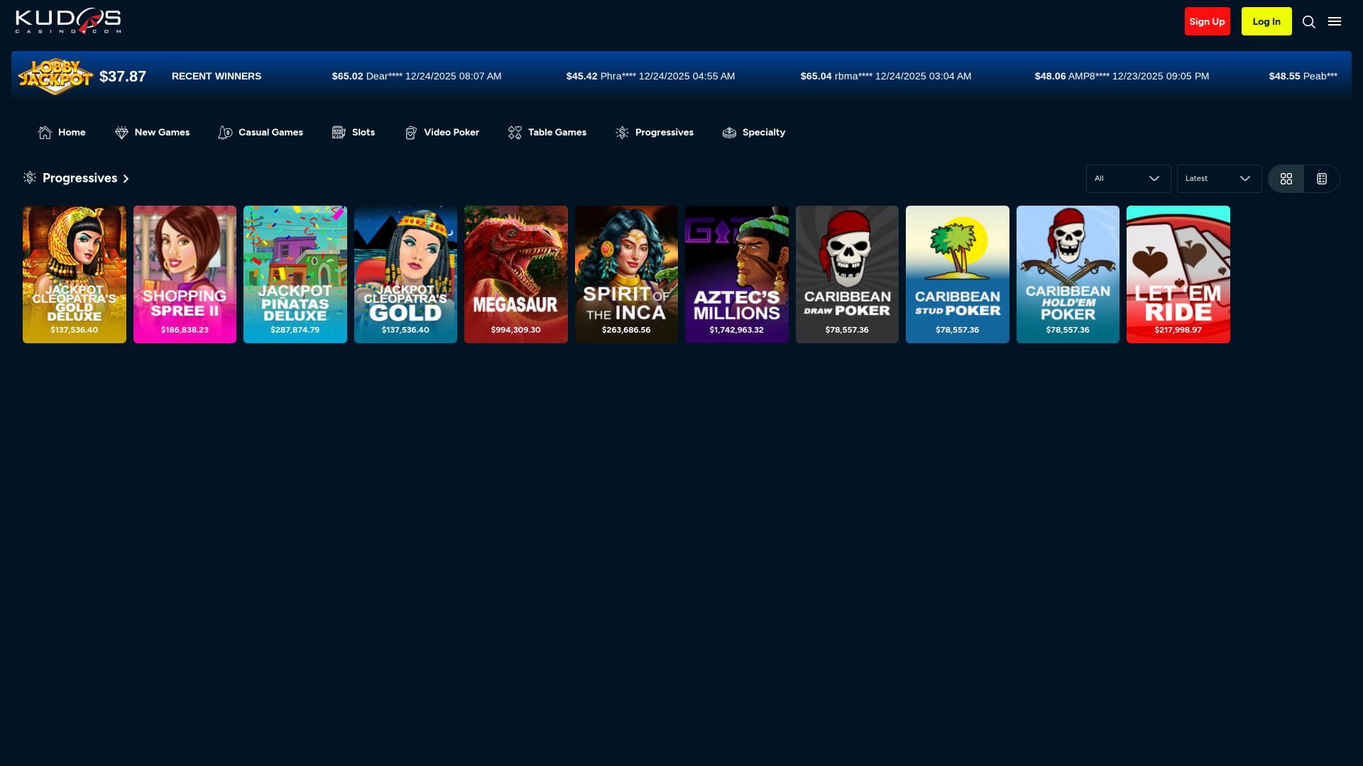 Kudos Casino Desktop Jackpot