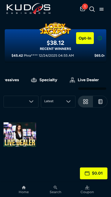 Kudos Casino Mobile Live Dealer