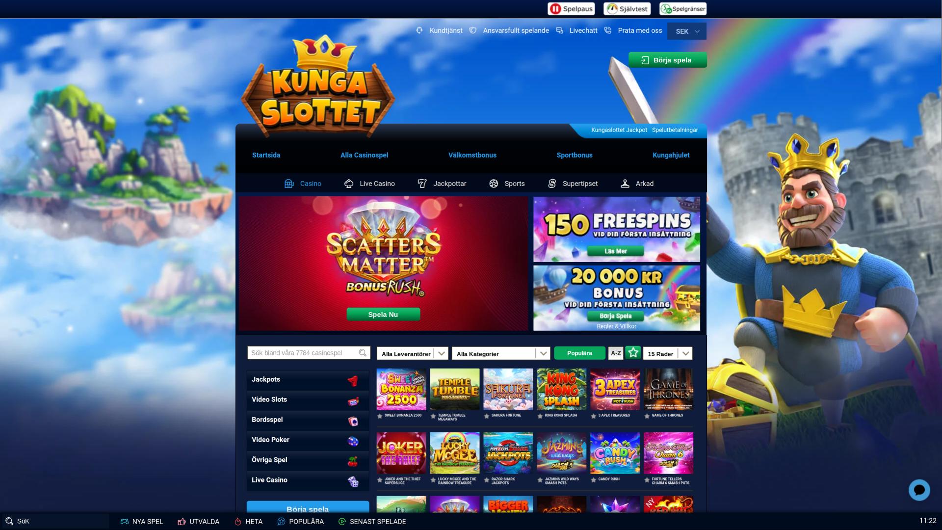 Kungaslottet Casino homepage