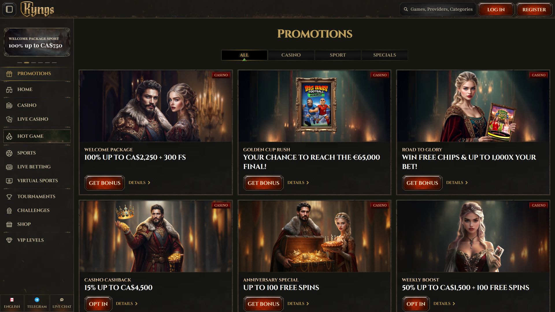 Kyngs Casino Desktop Promotions