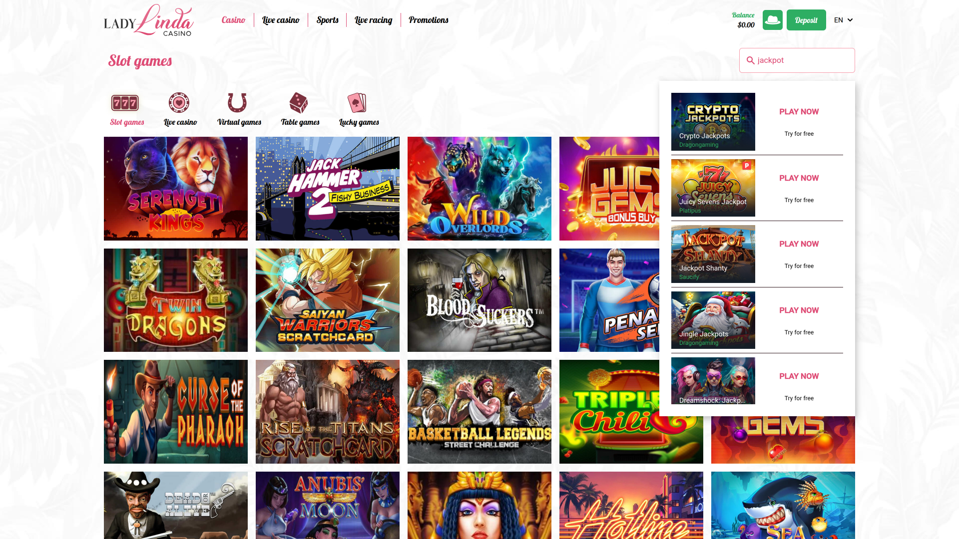 Lady Linda Casino Desktop Jackpot