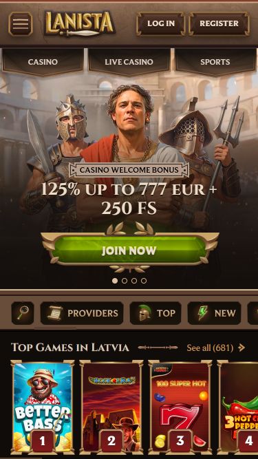 Lanista Casino Mobile Homepage