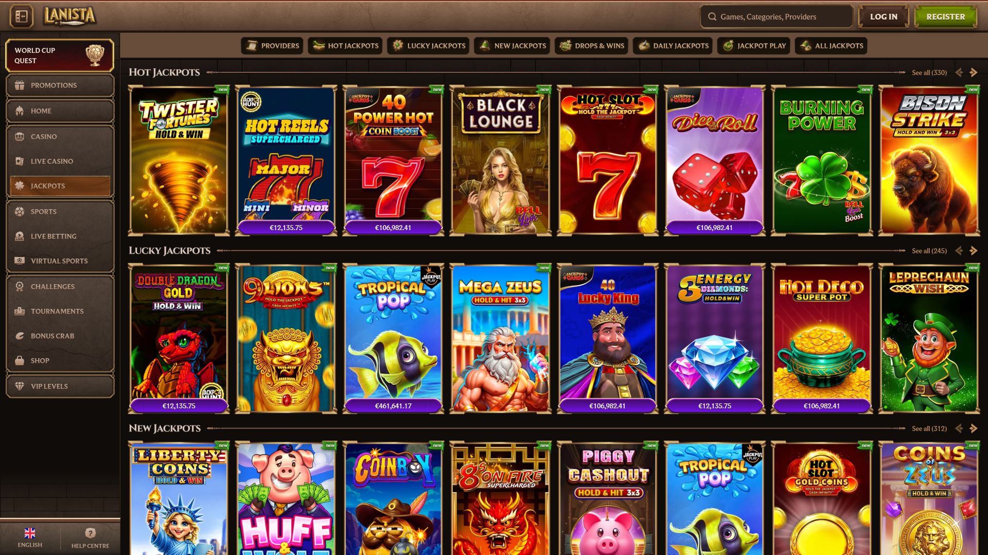 Lanista Casino Desktop Jackpot