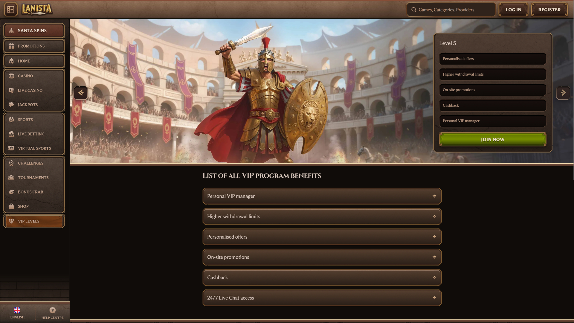 Lanista Casino VIP Program