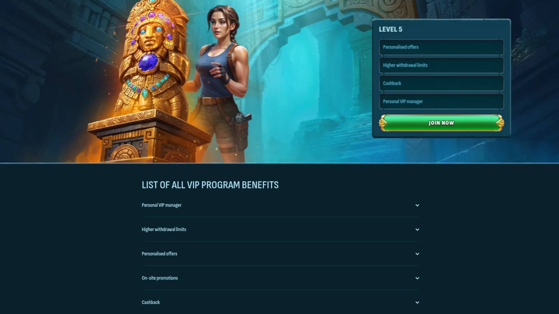 Interfaccia VIP di Larabet Casino