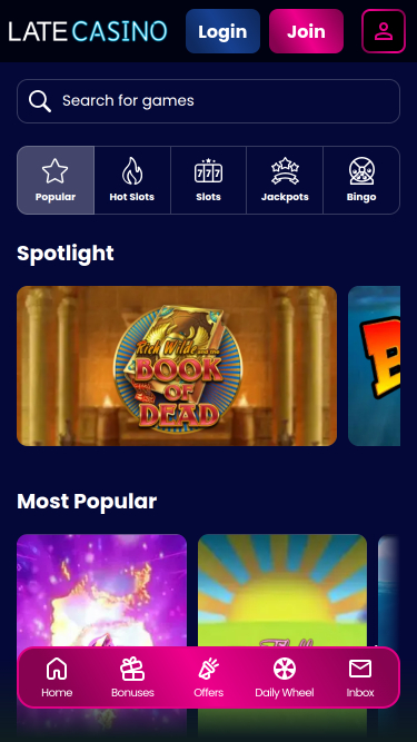 Late Casino Mobile Games