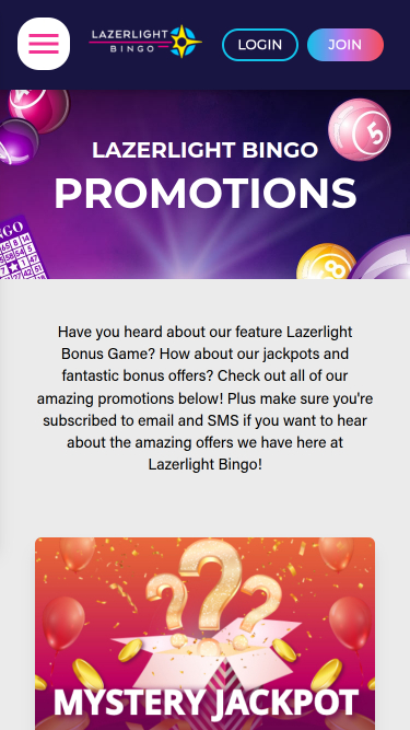Lazerlight Bingo Casino Mobile Promotions