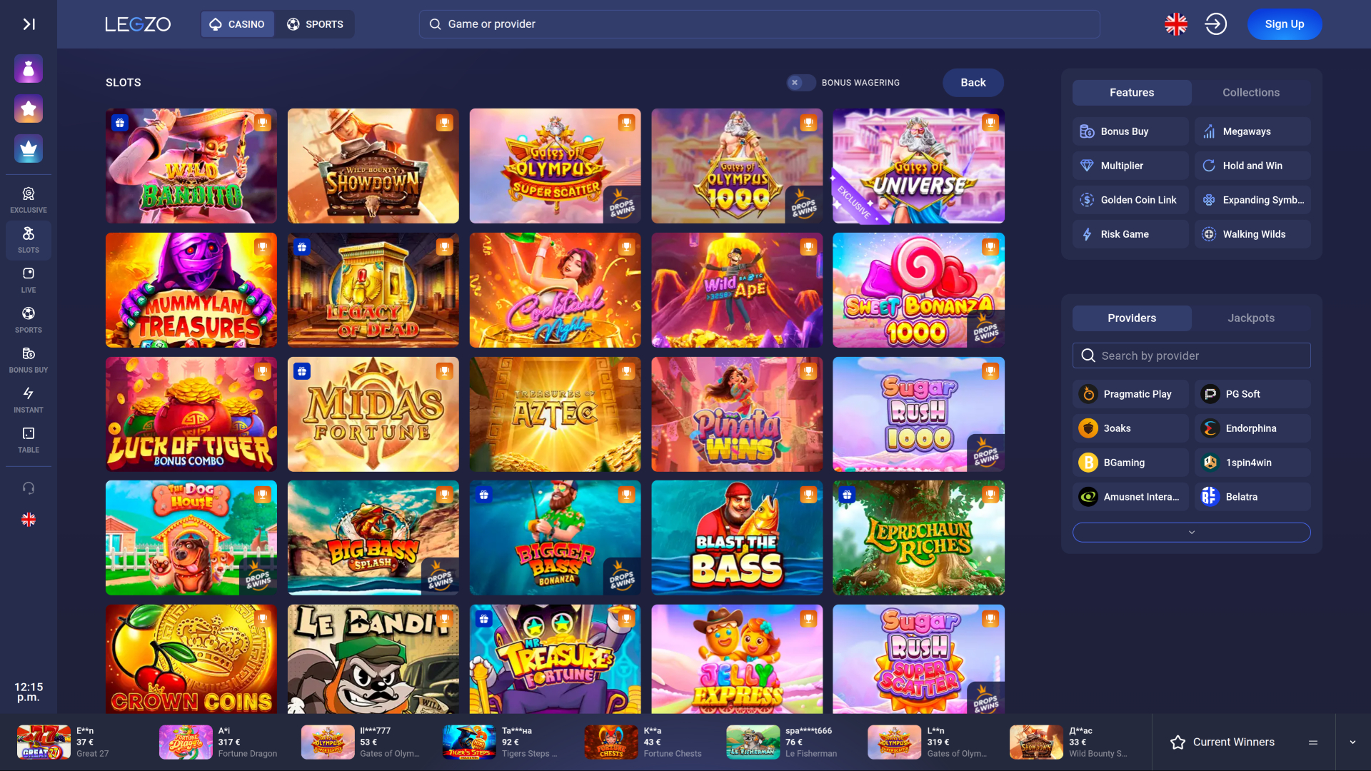 Legzo Casino Desktop Games
