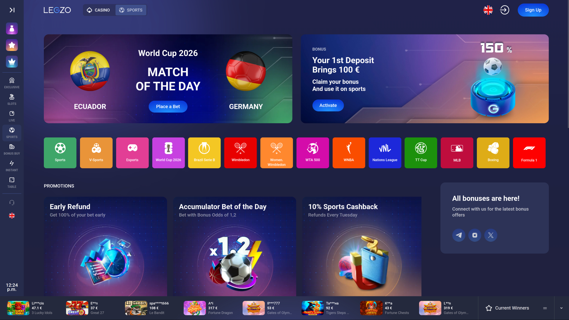 Legzo Casino Desktop Sports