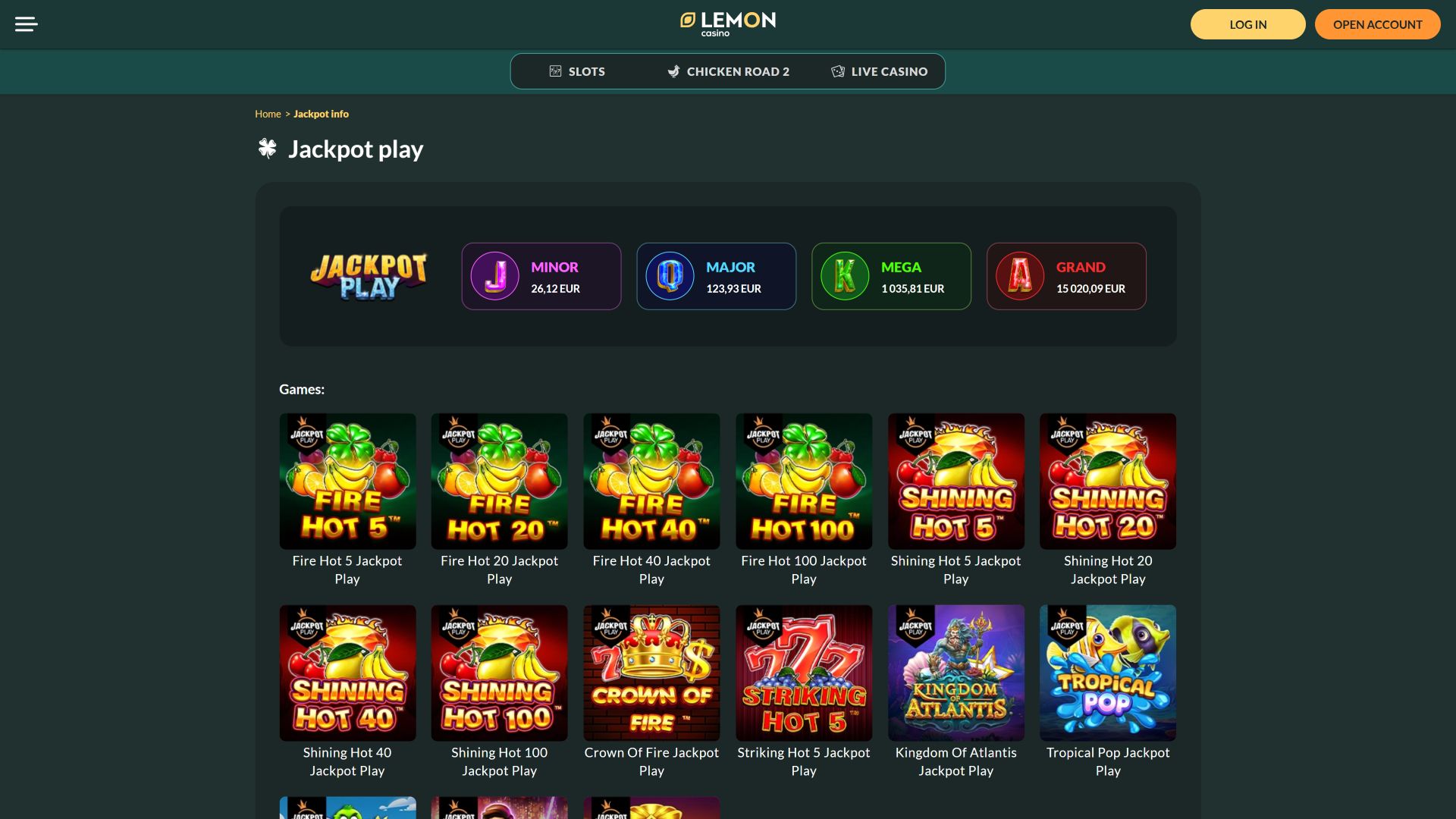 Lemon Casino Desktop Jackpot