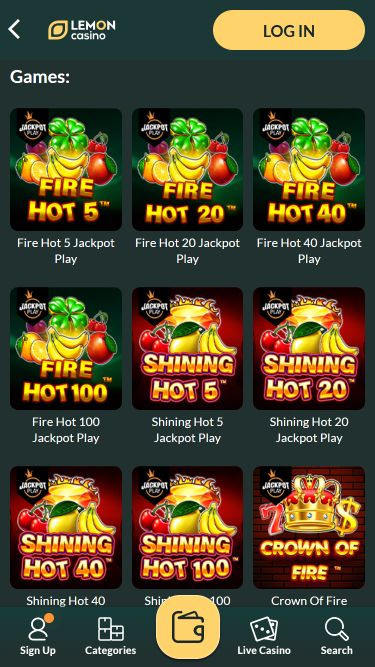 Lemon Casino Mobile Jackpot