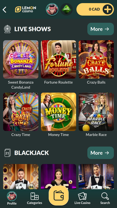 Lemon Casino Mobile Live Dealer